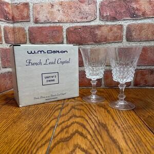 W.M. Dalton French Lead Crystal 2 Wine Glasses
